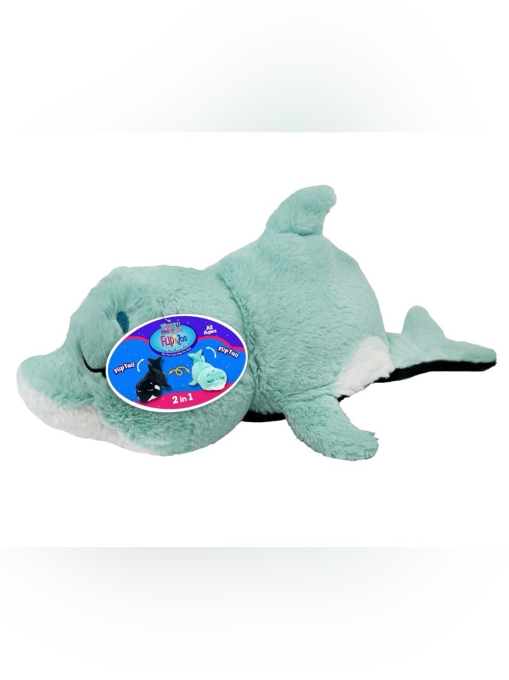 Happy Nappers Flipazoo Orca Whale/Dolphin 2-in-1 Reversible Plush NWT